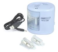 Rapesco Taille-crayon double 1447 PS12-USB électrique USB ou piles Bleu pastel