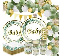 144Pcs Party Vaisselle Ballon Kit Vaisselles Anniversaire Ensemble Assiettes Tasses, Pailles Serviette Pour Douche De Bébé