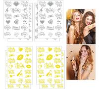 144pcs Tatouage De Partie De Célibataire Tatouage De Mariée D'équipe, Tatouage De Mariée De Femme Célibataire D'or Et D'argent, Tatouage De Mariage Autocollants Autocollants De Fête De Mariée