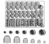 145 Pièces Cache Boulons Capuchon à Vis, Plastique Écrous Dôme, Ecrou Protection Hexagonal, Boulons Capuchon Écrou de Boulons Noir pour Machines Meubles Véhicules - M4/M5/M6/M8/M10/M12 (Gris)