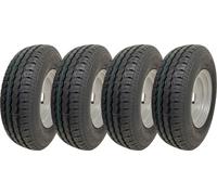 145R10 Pneus et roues pour remorques 4x100mm PCD 84/82N Capacité de charge 500kg (Lot de 4)