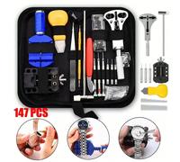 147 pièces Trousse d'outils de réparation de montre, convient pour l'ouvreur de fond de montre, le removeur de goupille de corne, l'ensemble d'outils de barre à ressort, outils de horloger pratiques,