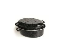 - 14720384 - Kitchen Roc - Daubière avec couvercle - Acier Emaillé - Noir Moucheté - 38 cm