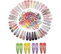148 Piece Children's Hairdressing Set, Small Glitter Hair Clips, Hair Accessories With 40 Coloured Hair Clips And 100 Elastic Hair Loop For Baby/Girls/Children