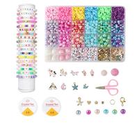 1487 + Perles pour bracelet - Coffret perles - Perle Plate Pour Bracelet de 10mm - Perle plate pour bracelet - idéal pour les enfants et les adultes faisant des bijoux