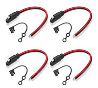 14Awg SAE mâle Câble d'extension Automobile 30Cm 1Ft SAE Power Automotive Adapter 12 Volt Quick Connect Disconnect Single Plug Cable (4 pièces)