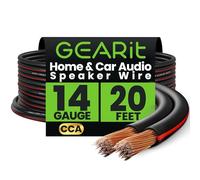14AWG Speaker Wire, GearIT Pro Series 14 Gauge Speaker Wire Cable (20 Feet / 6.09 Meters) Great Use for Home Theater Speakers and Car Speakers, Black