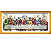 14CT Kit de Point de Croix 77 x 35 cm Tissus Imprimés DIY Broderie Simple Entry Sets Broderie Préimprimée pour Filles Artisanat DMC Article Broderie - La Dernière Cène