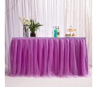 14ft / 426cm Violet Jupe De Table, Gaze De Bureau En Tulle Romantique, Décoration De Table, Nappe De Tutu Flocon De Neige Au Pays Des Merveilles, Pour Shower, Mariage, Fête, Bar