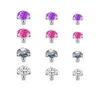 14G 4-20Pcs Acier chirurgical Bijoux de Piercing Dermique Zircon Cubique Micro Ancre Dermique Tops Titanium Base Piercing Dermique, Acier inoxydable, Acier inoxydable
