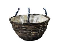14inch Dark Rattan Heavy Duty Wall Hanging Basket Liner Flower Plant Pot Planter