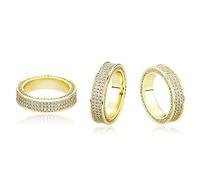 14K Gold à trois rangées densément réglé la bague de l'éternité de la mossanite, bague de style hip-hop, une éternité de style, parfaite pour les amoureux modernes, la fête des pères de sa fille