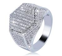 14K Gold Densement Ret Moisanite Anneau, Ring Hexagonal Wide Face Men's Ring, une merveille géométrique pour l'homme moderne, cadeau papa