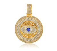 14K Gold Evil Eye Moisanite Pendant Collier, Sapphire Devil's Eye Charm, Cadeau Lucky pour les femmes