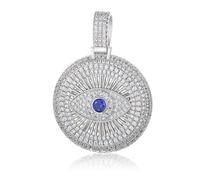 14K Gold Evil Eye Moisanite Pendant Collier, Sapphire Devil's Eye Charm, Cadeau Lucky pour les femmes
