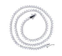 14K Gold Over S925 Collier de chaîne de tennis Moisanite Moisanite, collier de griffes de style hip-hop - Glamour rayonnant avec un collier de tennis Moisanite étincelant et élégance, idéal pour les