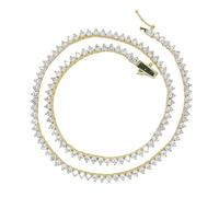 14K Gold Over S925 Collier de chaîne de tennis Moisanite Moisanite, collier de griffes de style hip-hop - Glamour rayonnant avec un collier de tennis Moisanite étincelant et élégance, idéal pour les
