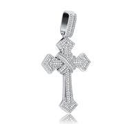 14K Gold Over S925 PENDANT CROSS VINTAGE AVEC PAVÉ MISSANITE - Collier pour hommes Hip-Hop distinctif, le magnifique cadeau pour les anniversaires et les occasions spéciales, cadeau de la fête des