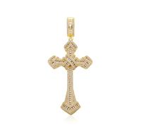 14K Gold Over S925 PENDANT CROSS VINTAGE AVEC PAVÉ MISSANITE - Collier pour hommes Hip-Hop distinctif, le magnifique cadeau pour les anniversaires et les occasions spéciales, cadeau de la fête des