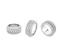 14K Gold Over S925 Style hip-hop en argent sterling densément régler la bague de mossanite, bague en rotation, unique et élégante, tout comme lui, cadeaux quotidiens pour papa