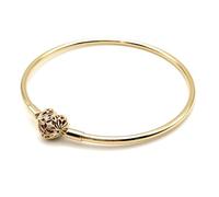 14k Gold-Plated Bangle with Heart Clasp and Clear Cubic Zirconia