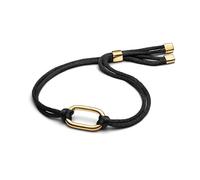 Pandora - Bracelet plaqué doré 14k - Cordon noir - Link ouvrable - 25 cm