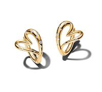 14k Gold-Plated Hoop Earrings with Clear Cubic Zirconia