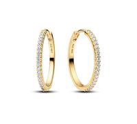 14k Gold-Plated Hoop Earrings with Clear Cubic Zirconia, 22 mm