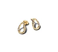 14k Gold-Plated Stud Earrings with Clear Cubic Zirconia