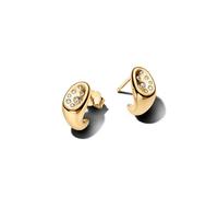 14k Gold-Plated Stud Earrings with Clear Cubic Zirconia