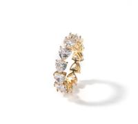 14K Gold Row Heart Moissanite Ring pour hommes, emblème de la romance, cadeau réfléchi pour les occasions spéciales