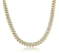 14K Gold sur 925 Silver Diamond Densely Set Style Collier Hip-Hop, Collier Cubain Moisanite, un cadeau distinctif pour les amoureux des bijoux modernes, Cadeaux pour papa