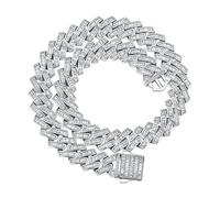 14K Gold sur 925 Silver Emerald Cut Micro-Instaded Mossanite Bijoux, Collier de liaison cubain de style hip-hop, étincelle inégalée pour les pères audacieux et courageux de la femme de la femme de la