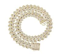 14K Gold sur 925 Silver Emerald Cut Micro-Instaded Mossanite Bijoux, Collier de liaison cubain de style hip-hop, étincelle inégalée pour les pères audacieux et courageux de la femme de la femme de la