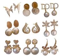 14K plaqué or boucles d'oreilles pour les femmes, 9 paires Huggie Hoop veste goujons boucles d'oreilles piles hypoallergénique 925 en argent Sterling Post Dainty Pierre de naissance à la mode femmes