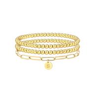 14K plaqué or Stapelbar Initial S Perles Bracelet für Frauen mit Letteren Anhänger Stretch Trendy Stack Jewelry Set für Saint Valentine Bijoux cadeaux