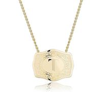 14K Real Gold-Plated Initial Letter Pendant Necklace,Belt Buckle Necklace with Initial Gift for Women (T)