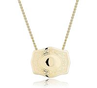 14K Real Gold-Plated Initial Letter Pendant Necklace,Belt Buckle Necklace with Initial Gift for Women (O)