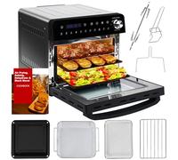 14L Mini Four Friteuse à Air | Friteuse à Air 1800W XXL avec Fenêtre visualisée, Écran Tactile Four 11 en 1 Température Max 210℃, Mini Four à Friteuse à Air Chaud av 7 Accessoires et Livre de Recettes