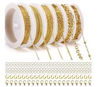 14m 6 Rouleau Chaînes Collier, Chaînes pour Bijoux Doré Avec Fermoirs à Homard, Anneaux Saut et Bague en U Kit Fabrication Bijoux pour Collier DIY, Bracelet, Breloques, Artisanat Décoration