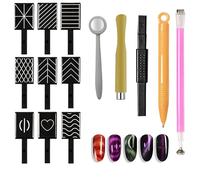 14PCS Aimant Bâton Ongles, Ensemble Complet D'outils Nail Art Magnétiques pour Vernis UV, Double Tête, Aimants Oeil Chat Stylo Outils Nail Art Outil de Manucure Gel UV Effet pour Passionnés