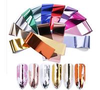 14pcs Autocollant D'ongle Holographique Nail Feuilles, Or Rose Ciel Étoilé Stickers Ongles Morceaux De Verre Papier Nail Art Tips Chaînes Shining Diy Stickers