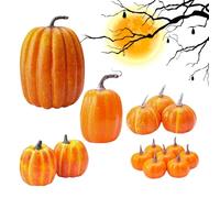 14pcs Citrouilles artificielles vivantes - Décor rustique de récolte d'Halloween | Ensemble de citrouilles artificielles légères pour le centre de Thanksgiving, affichage de table d'automne réaliste