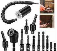 14PCS Flexible Drill Bit Extension Set with 105�� Angle Drill Bit Extension & Universal Socket Adapter & Socket Grip