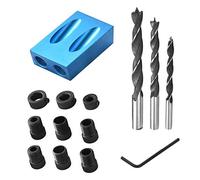 14PCS Gabarit de Trou de Poche, 15° Guide de Menuiserie Positionneur de Trou Oblique, Localisateur de Trou Oblique d'Alliage d'Aluminium avec Adaptateur pour Trou de 6/8/ 10mm