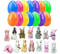 14pcs Oeufs de Pâques remplis de Jouets, Mini œufs Surprise avec des Figures Lapin Affichage Lapin Ferme Mignon pour Les Enfants garçons et Filles Pâques remplies Jouets