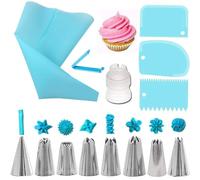 14PCS Set de Poche a Douille Patisserie Professionnelle - 8 Grandes Buses - Embouts Professionnels en Acier Inoxydable pour Gâteaux, Tartes, Décoration de Cupcakes