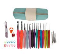 14PCs TPR Crochet Hooks Knitting Tool Sewing Parts Comfortable Crafts Weaving Gifts Set with Tape Measure Nail Clipper Steel Needles for DIY Enthusiasts Housewives