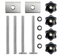 14Pcs Vis Serrage M8 Boutons à Main En Forme D'éToile Vis Papillon Bouton T-Track éCrous Coulissants Avec 4 Tiges FiletéEs Et 4 éCrous à Bouton Pour Travail Du Bois, éQuipement MéCanique (Modèle T+I)