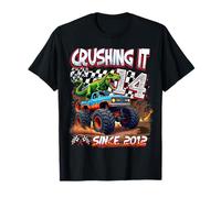 14th Birthday Monster Truck Dinosaur Crushing It Since 2012 T-Shirt